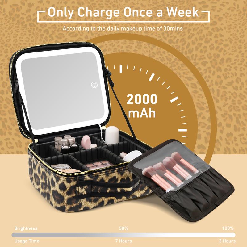 Lumé LED Travel Makeup Case — Lighted Mirror Cosmetic Organizer