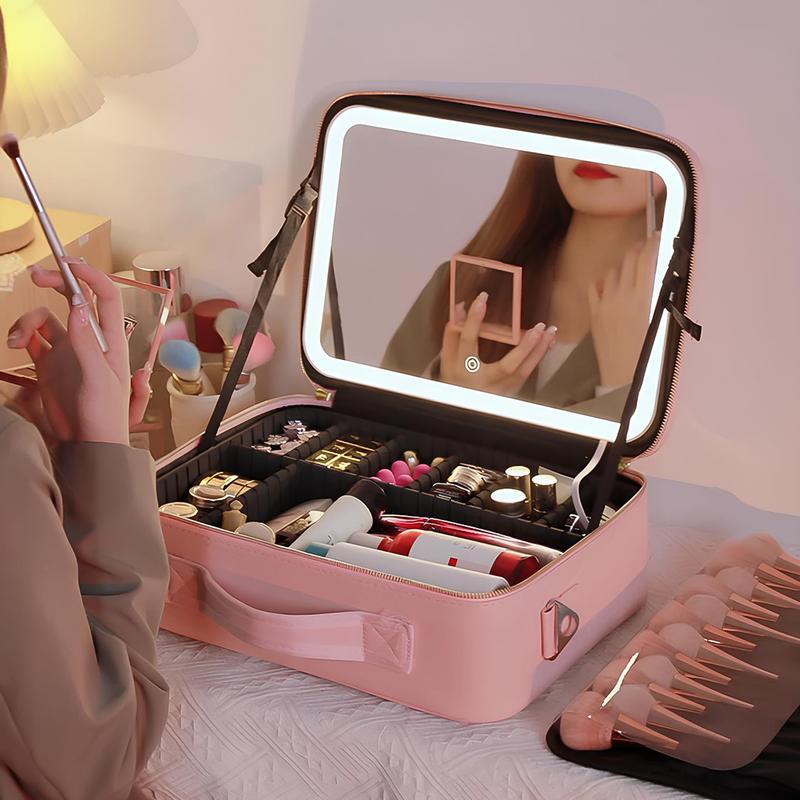 Lumé LED Travel Makeup Case — Lighted Mirror Cosmetic Organizer